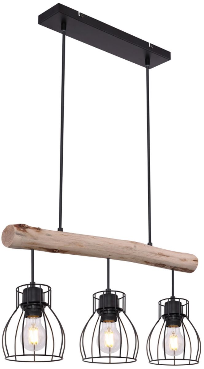 Globo Lighting Mina lampe suspendue 3x40 W noir-bois 15326-3N