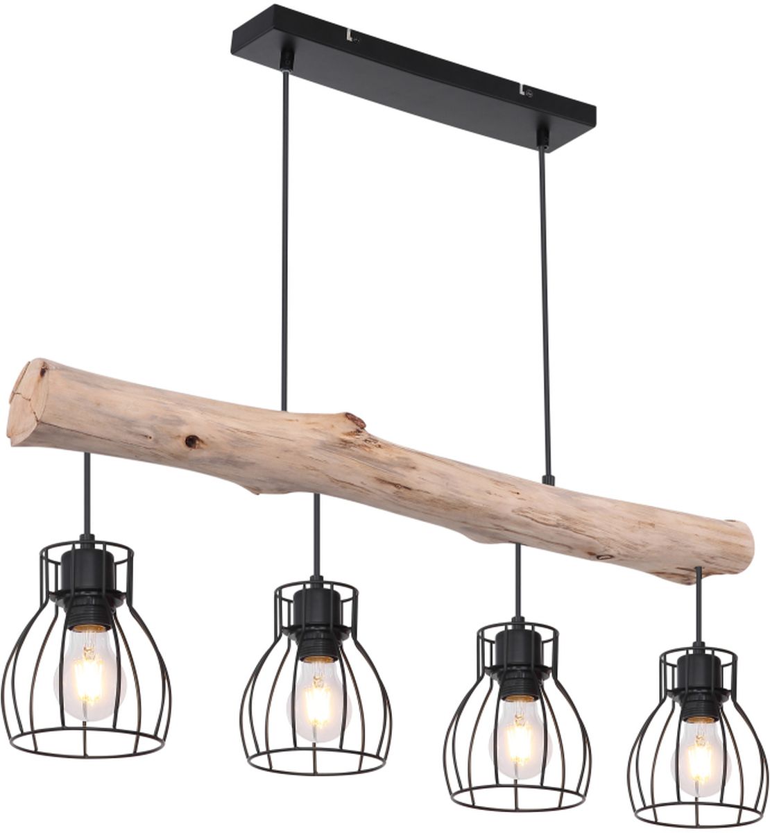 Globo Lighting Mina lampe suspendue 4x40 W noir-bois 15326-4N