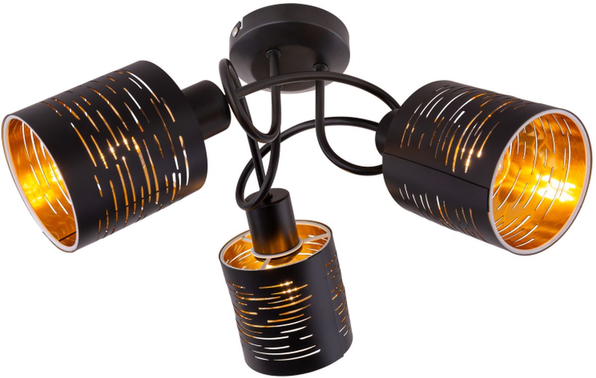 Globo Lighting Tunno plafonnier 3x15 W noir-doré 15342-3D