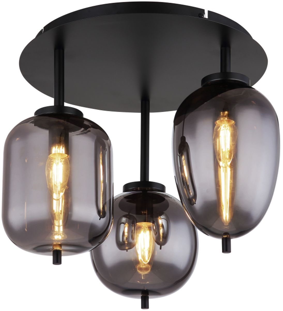 Globo Lighting Blacky plafonnier 3x40 W noir-fumé 15345-3D