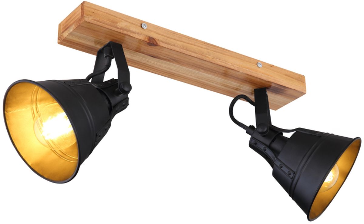 Globo Lighting Günther plafonnier 2x60 W noir-doré-bois 15466S-2