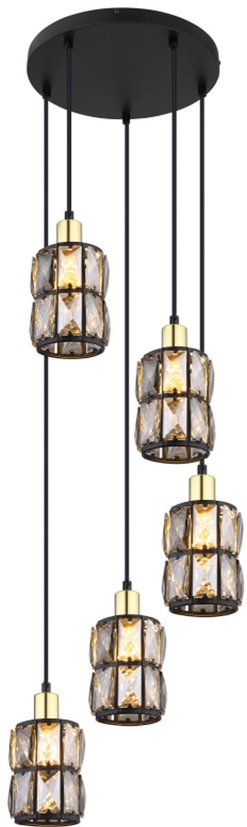 Globo Lighting Wolli lampe suspendue 5x40 W noir-cristal 15761-5B