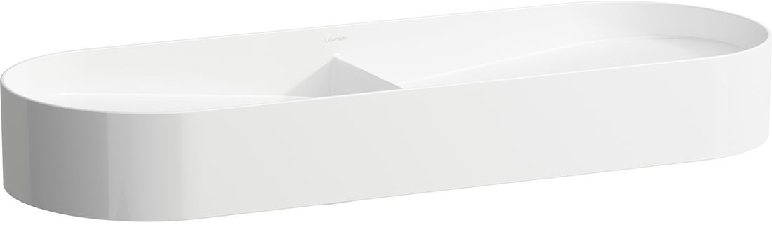 Laufen Sonar lavabo 100x37 cm semi-circulaire à poser-double blanc mat H8123487571121