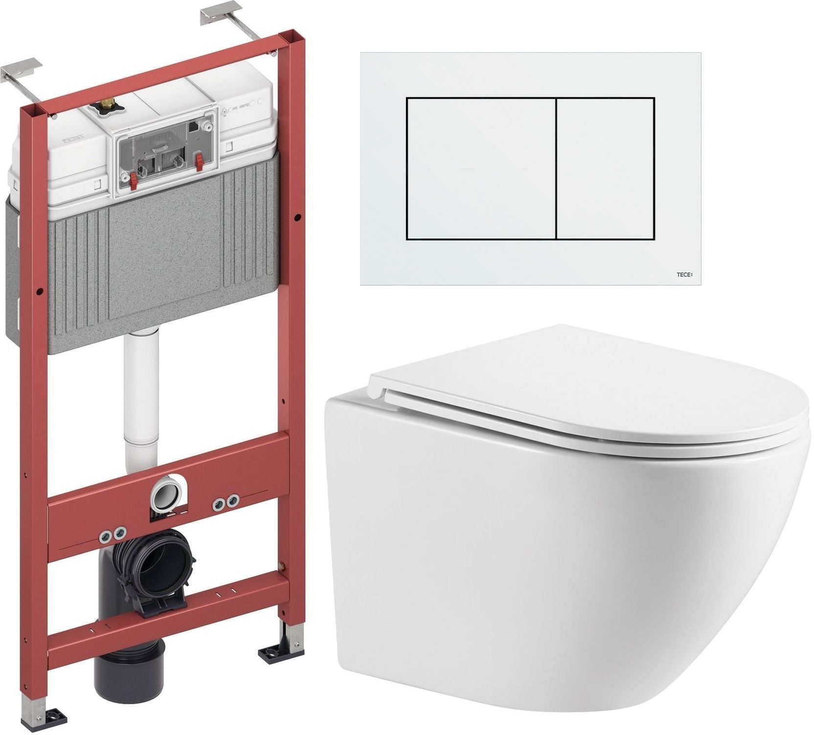 Set châssis encastré Tece Base 9400407, cuvette WC avec abattant à descente lente Omnires Ottawa OTTAWAMWBP, 9.240.400