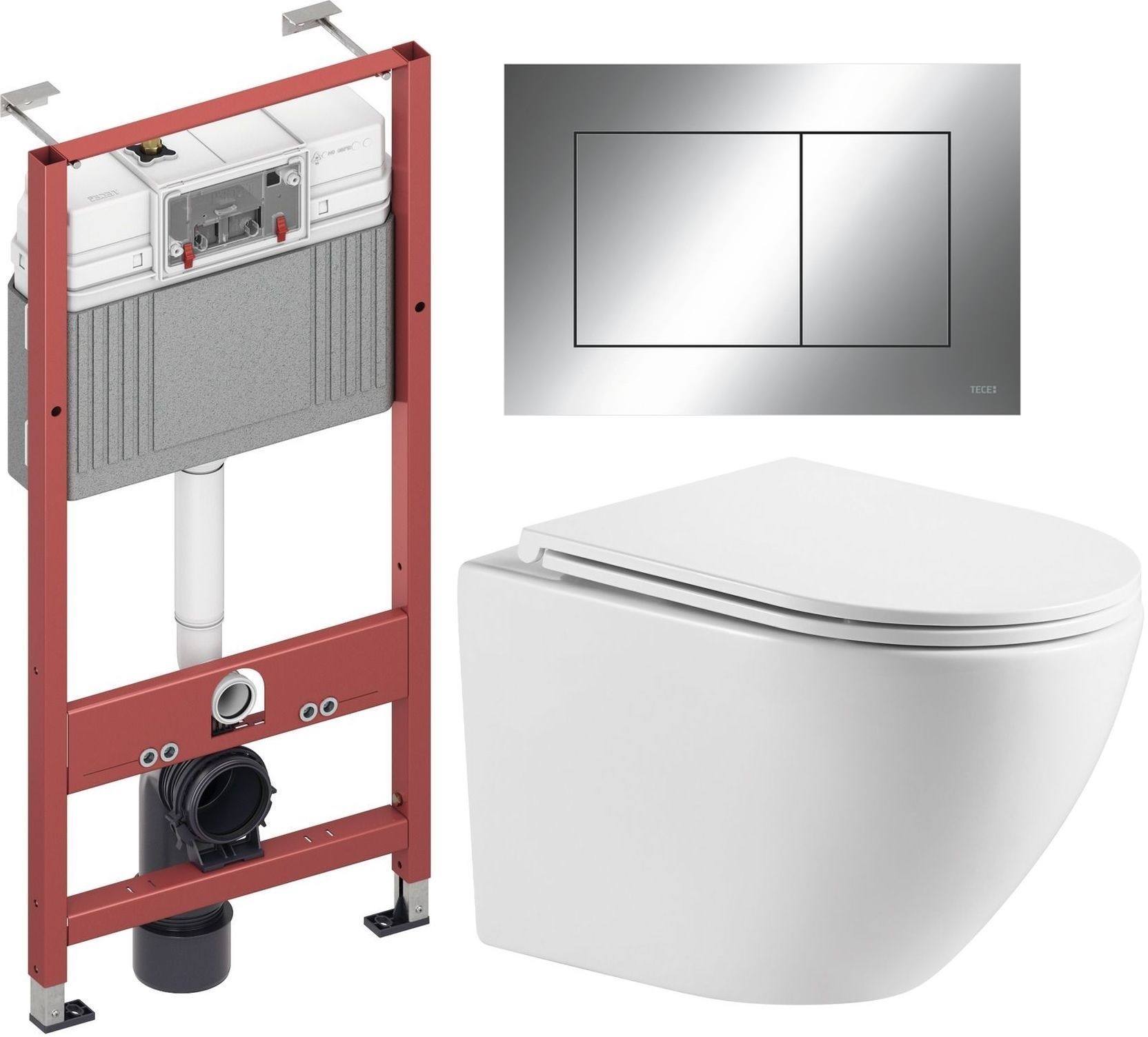 Set châssis encastré Tece Base 9400407, cuvette WC avec abattant à descente lente Omnires Ottawa OTTAWAMWBP, 9.240.401