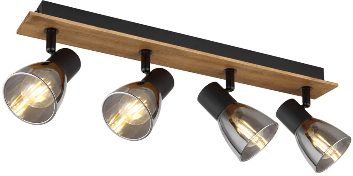 Globo Lighting Claude plafonnier 4x40 W noir-fumé-bois 54307-4W