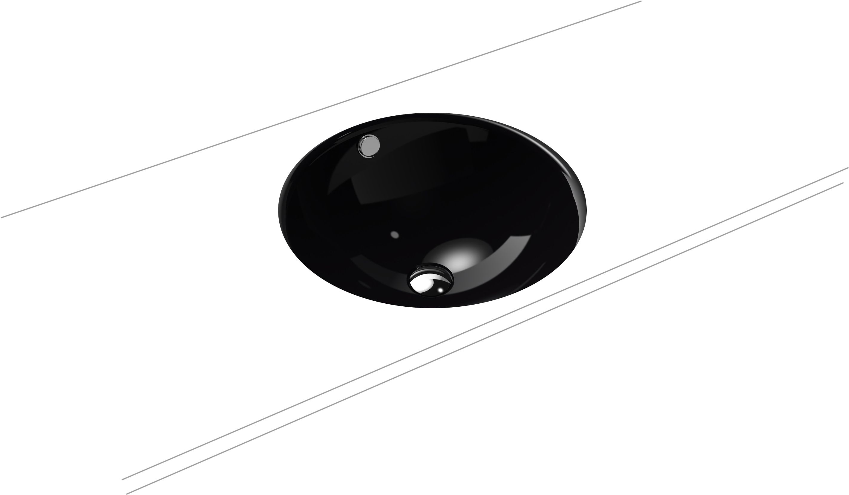 Kaldewei Classic lavabo 42x42 cm ronde sous plan noir brillant 910006003701