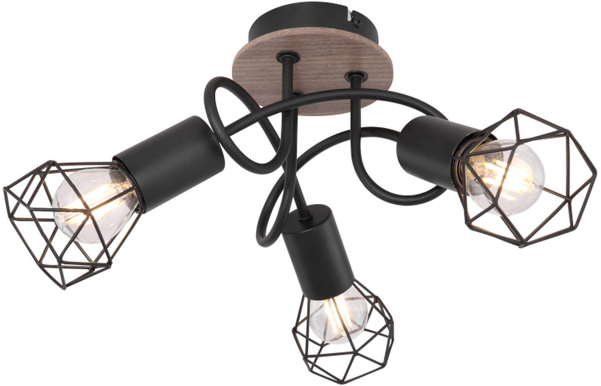 Globo Lighting Xara I plafonnier 3x40 W noir-bois 54802S-3DH