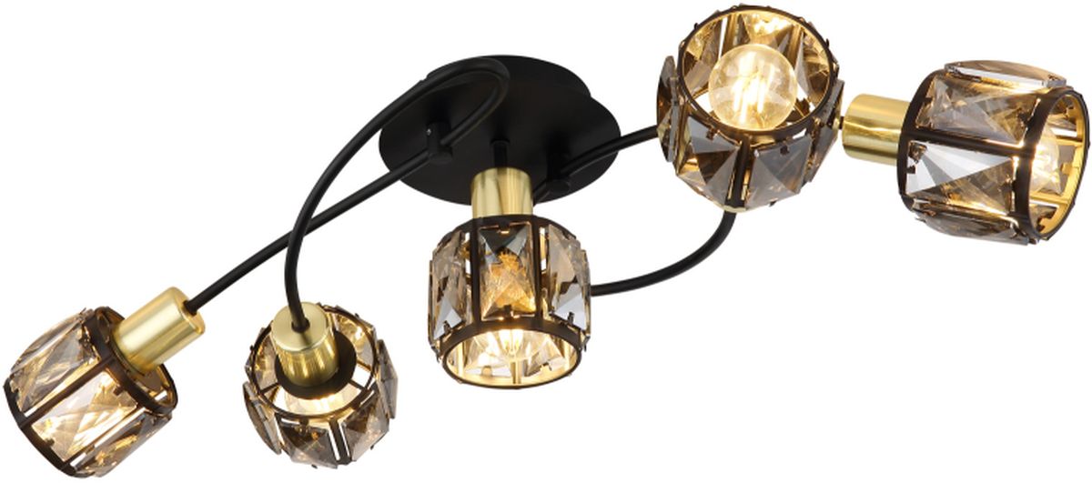 Globo Lighting Indiana plafonnier 5x40 W noir-fumé-doré 54357-5B