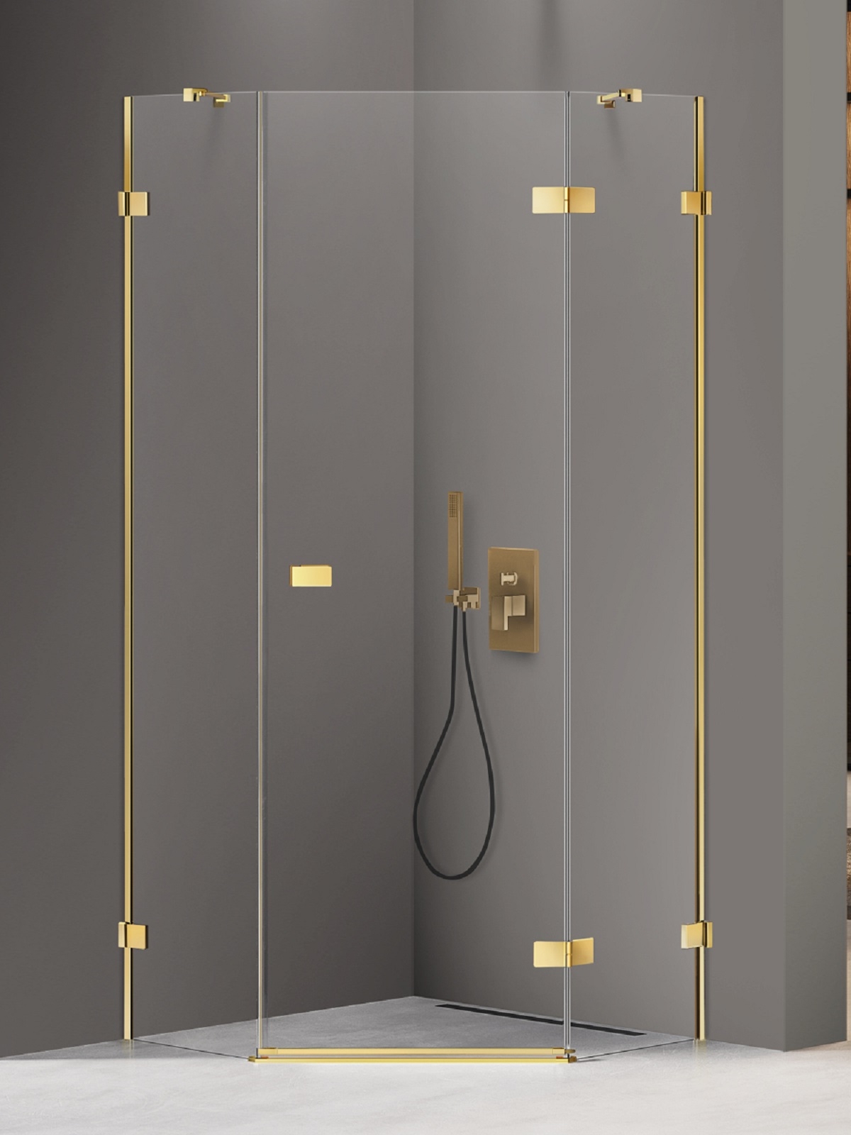 New Trendy Avexa Gold Shine cabine de douche 80x80 cm doré brillant/verre transparent EXK-3841