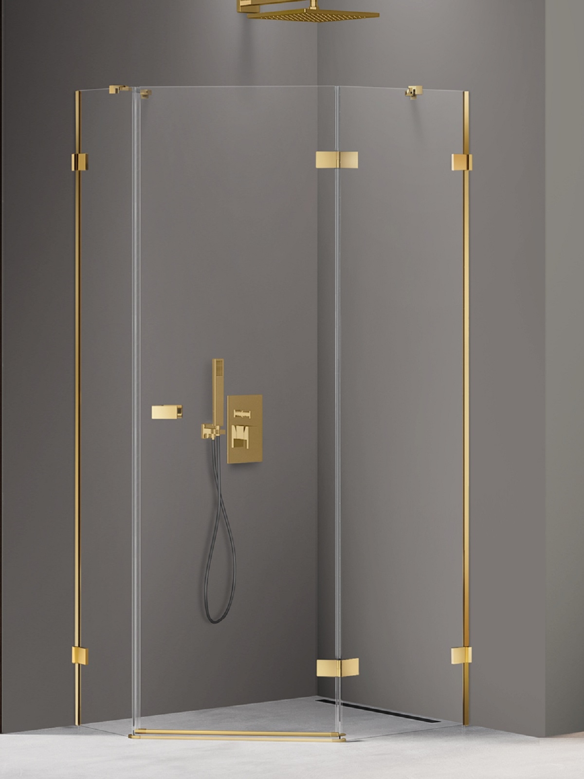 New Trendy Avexa Gold Shine cabine de douche 100x80 cm doré brillant/verre transparent EXK-3847