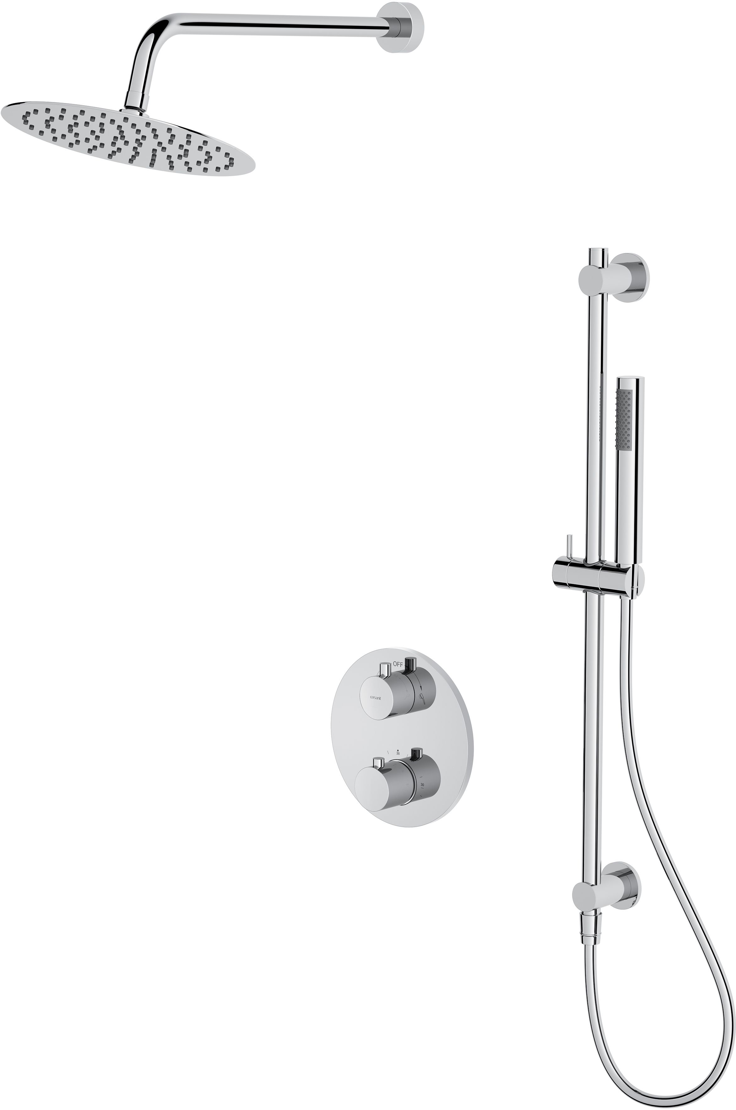 Cersanit Zen ensemble de douche encastré avec thermostat oui chrome S952-032