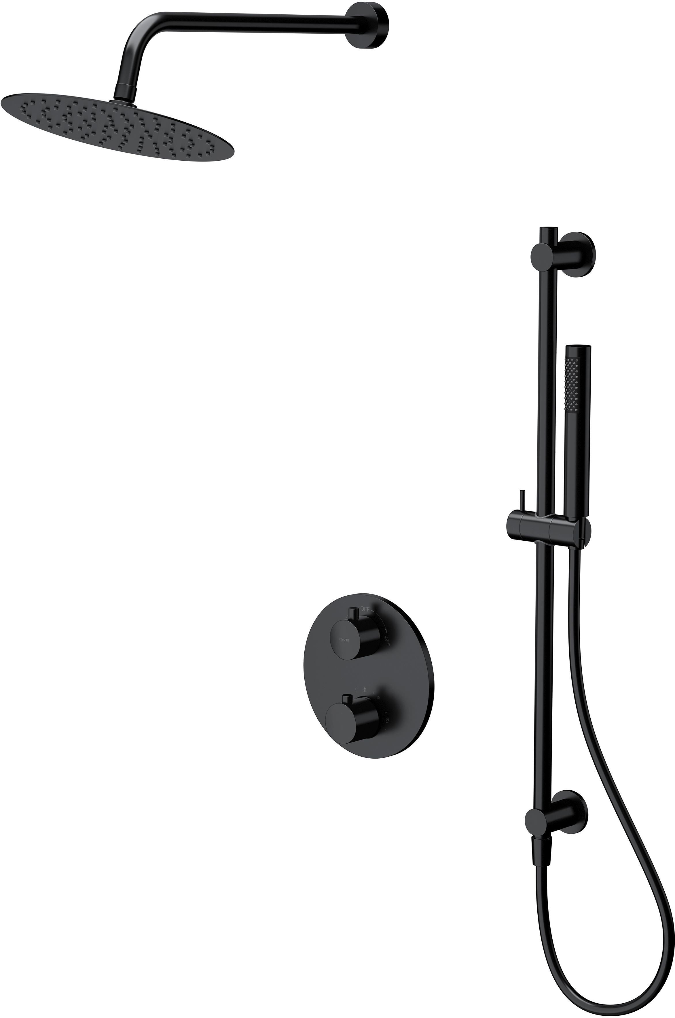 Cersanit Zen ensemble de douche encastré avec thermostat oui noir S952-033