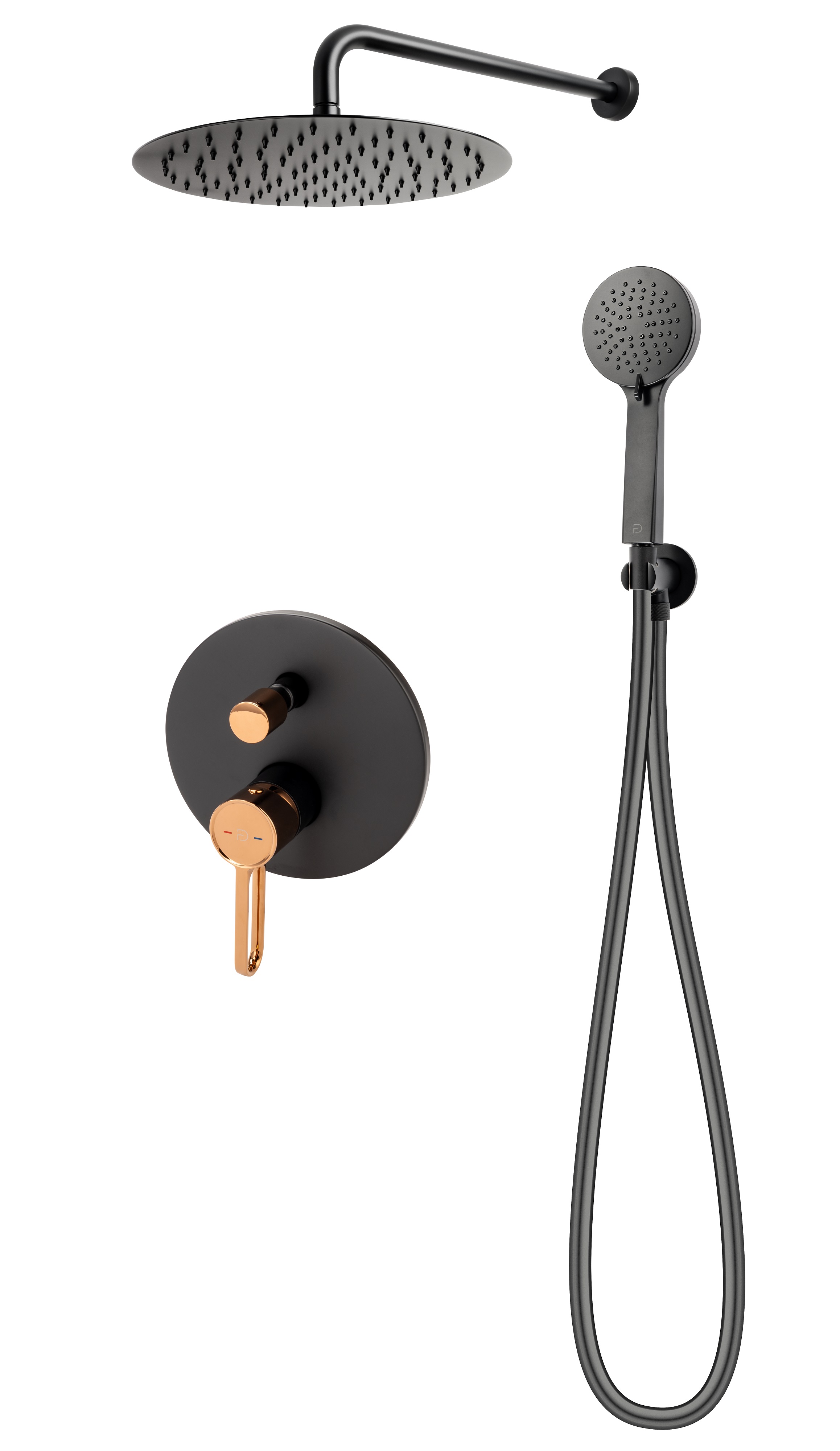 FDesign Zaffiro ensemble de douche encastré oui noir-doré FD1-ZFR-7PSET1-25