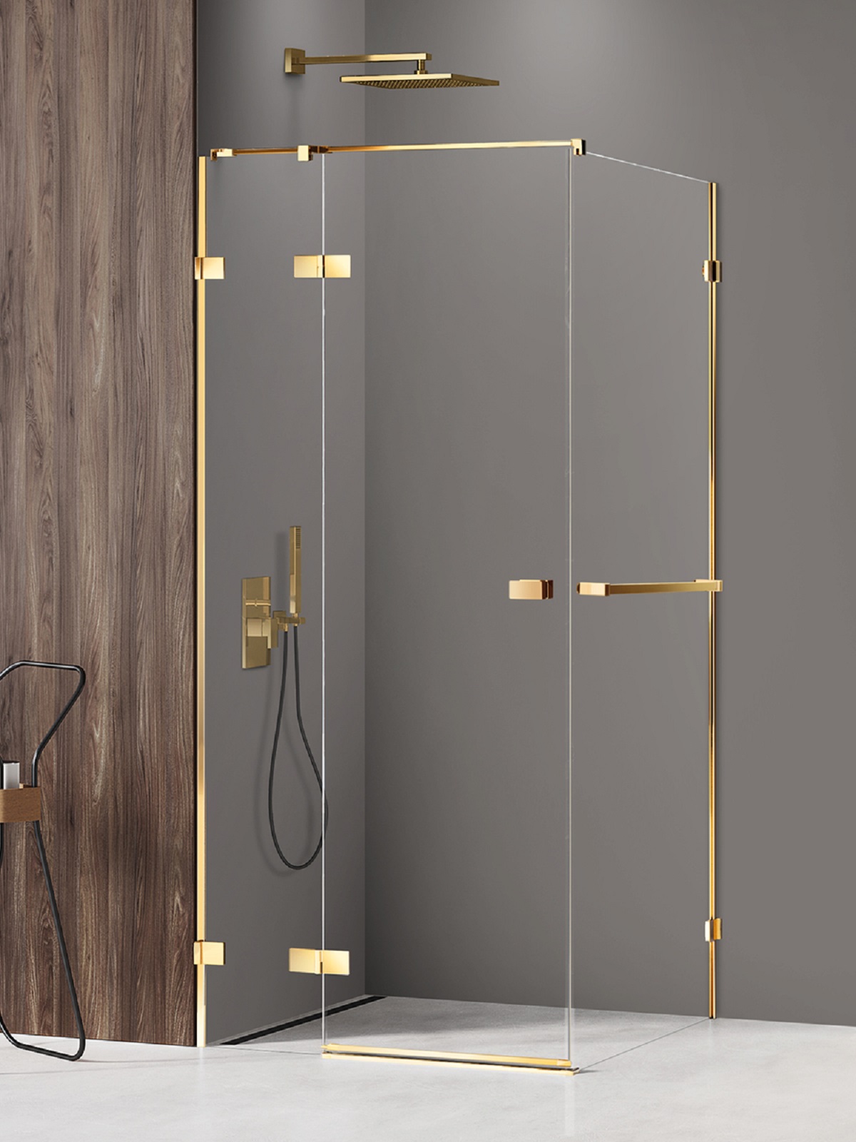 New Trendy Avexa Gold Shine cabine de douche 110x90 cm rectangulaire doré brillant/verre transparent EXK-3172