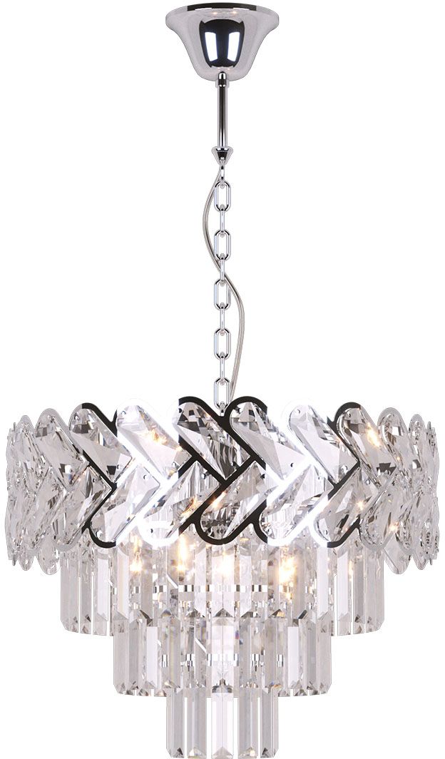 Kaja Toscana lampe suspendue 6x40 W argenté-cristal K-8172
