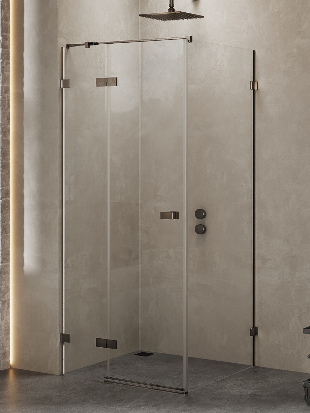 New Trendy Avexa Gunmetal Brushed cabine de douche 100x80 cm rectangulaire graphite brossé/verre transparent EXK-3321