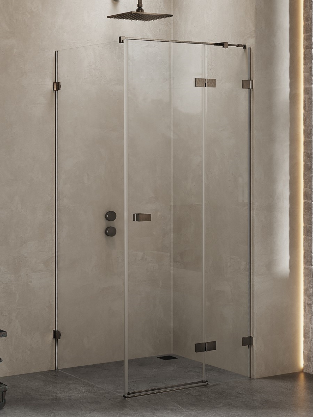 New Trendy Avexa Gunmetal Brushed cabine de douche 110x80 cm rectangulaire gris canon brossé/verre transparent EXK-3367