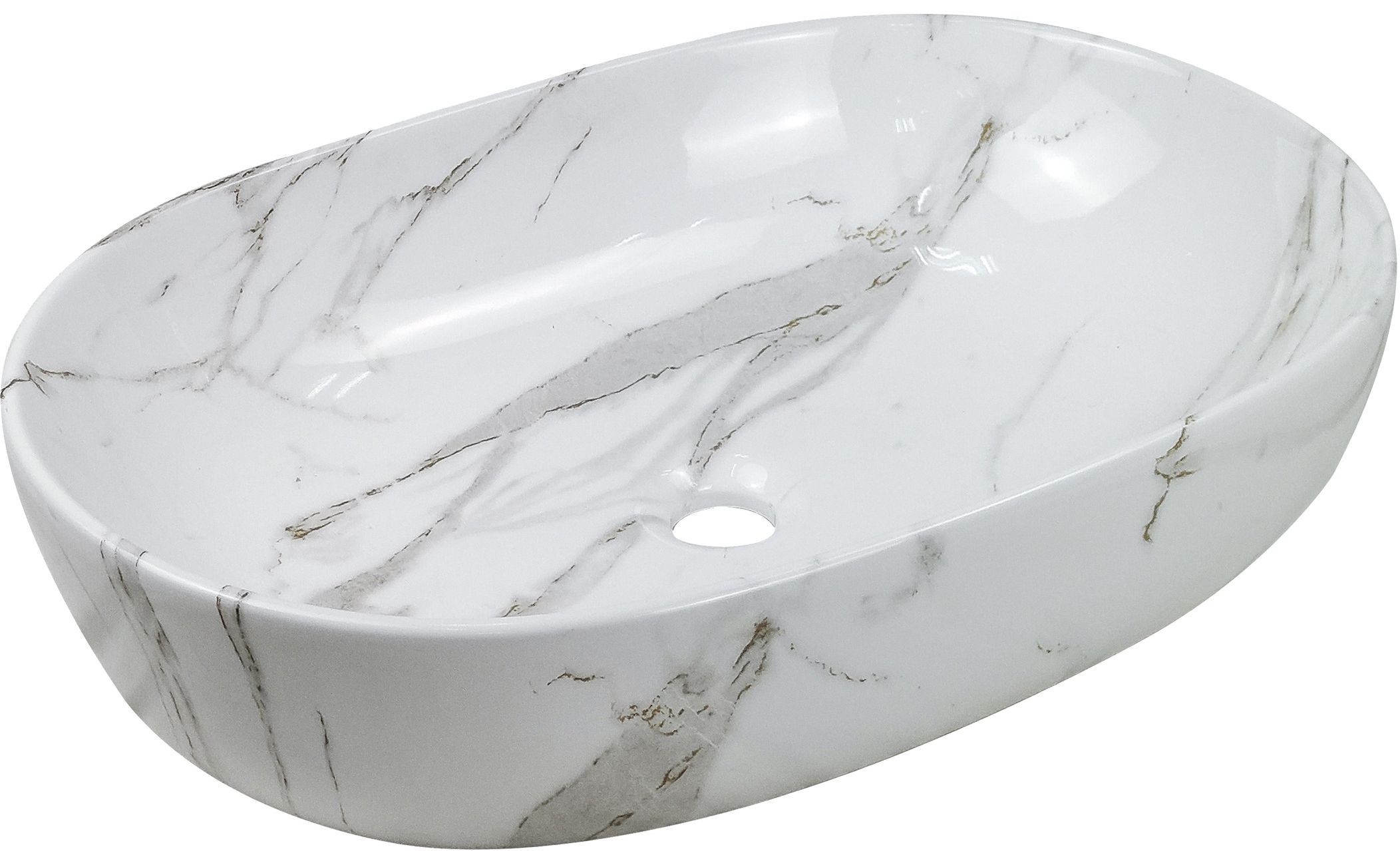 Invena Korfu lavabo 60x42 cm ovale à poser gris/pierre brillant CE-34-701