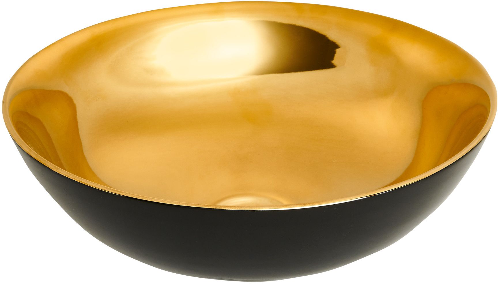 Invena Tinos lavabo 39.5x39.5 cm ronde à poser noir-doré CE-43-027