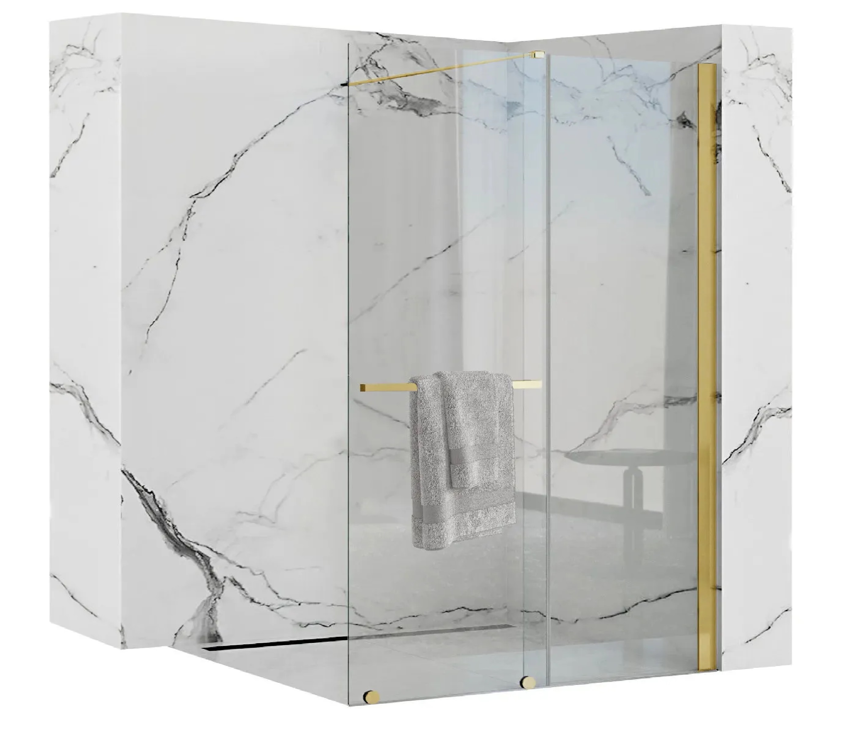 Rea Cortis Gold ścianka prysznicowa 100 cm Walk-In złoty/szkło przezroczyste REA-K8484