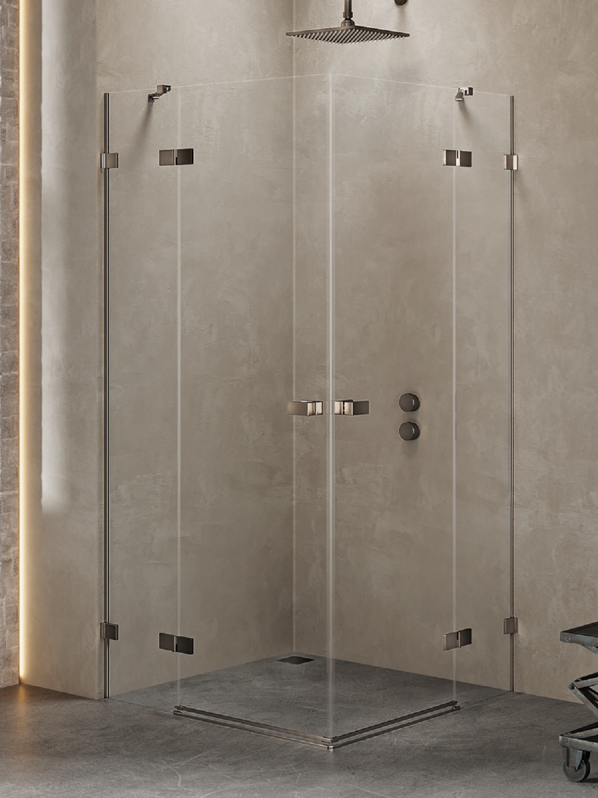 New Trendy Avexa Gunmetal Brushed cabine de douche 110x100 cm rectangulaire gris canon brossé/verre transparent EXK-3391