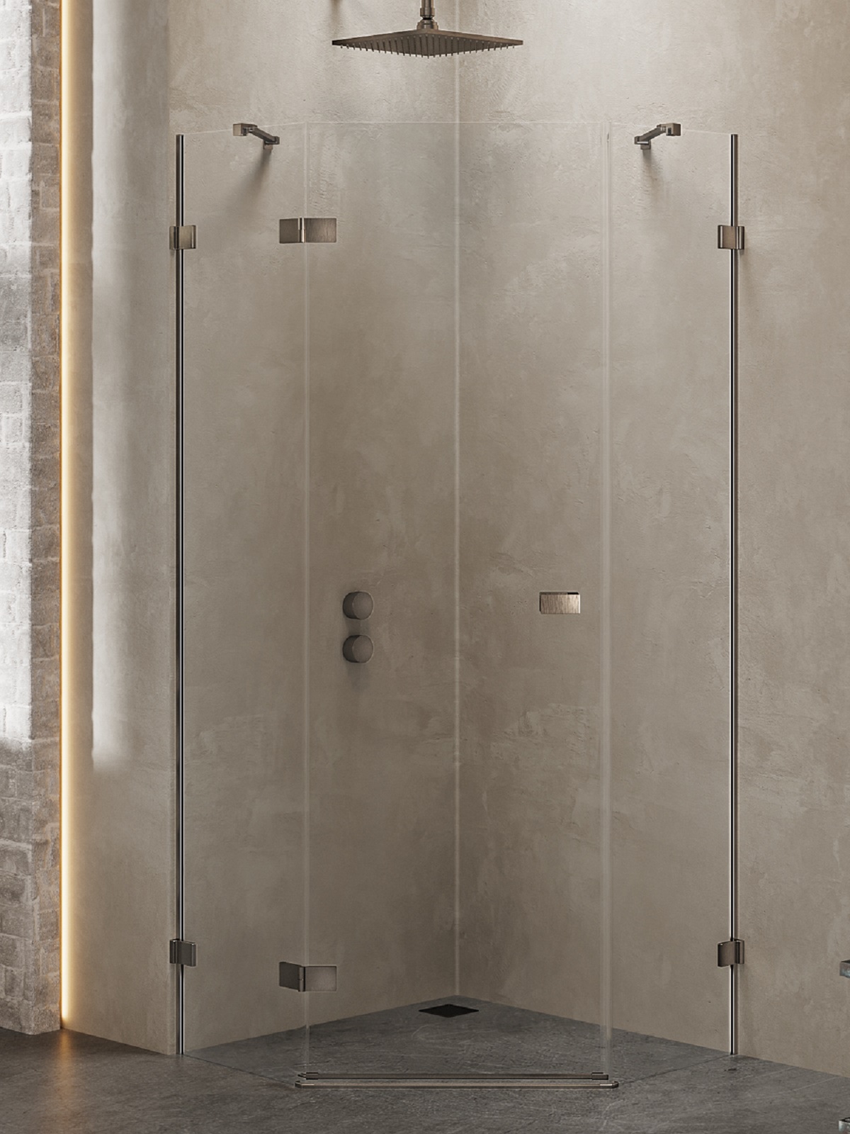 New Trendy Avexa Gunmetal Brushed cabine de douche 80x80 cm brossé/verre transparent EXK-3829