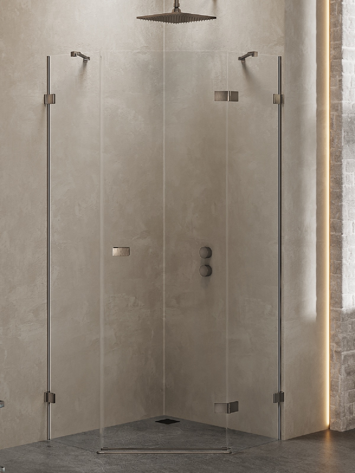 New Trendy Avexa Gunmetal Brushed cabine de douche 80x80 cm brossé/verre transparent EXK-3830