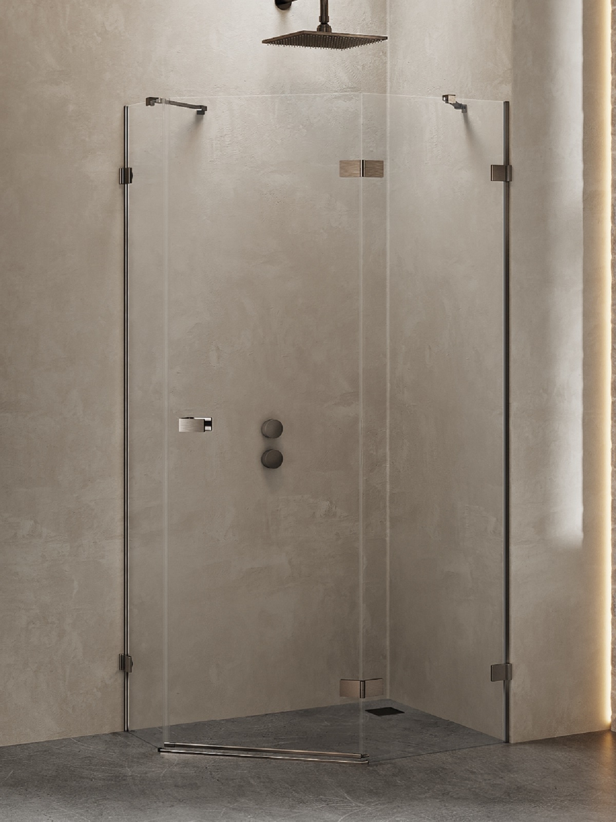 New Trendy Avexa Gunmetal Brushed cabine de douche 100x80 cm gris canon brossé/verre transparent EXK-3836
