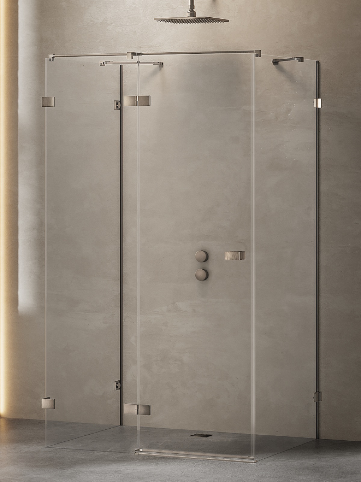 New Trendy Avexa Gunmetal Brushed cabine de douche 100x90 cm rectangulaire gris canon brossé/verre transparent EXK-3417