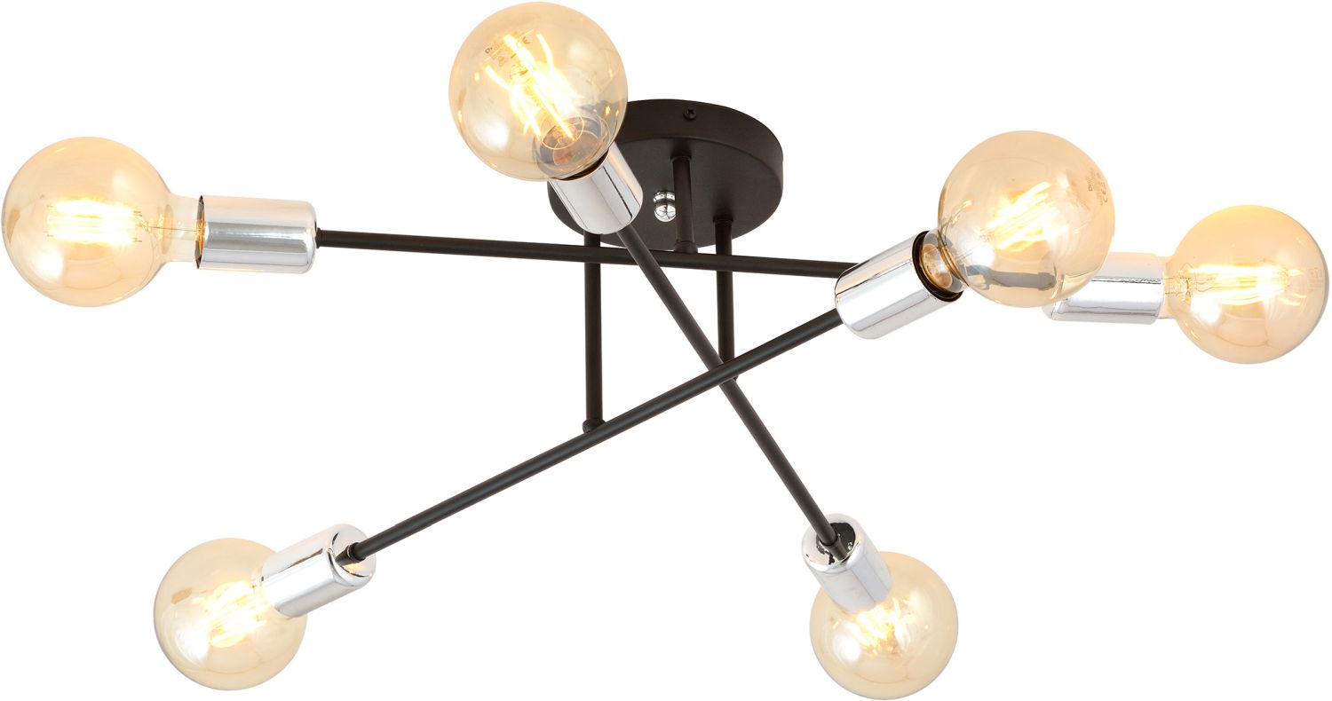 Emibig Veken 6B Silver plafonnier 6x15 W noir-argenté 1174/6B