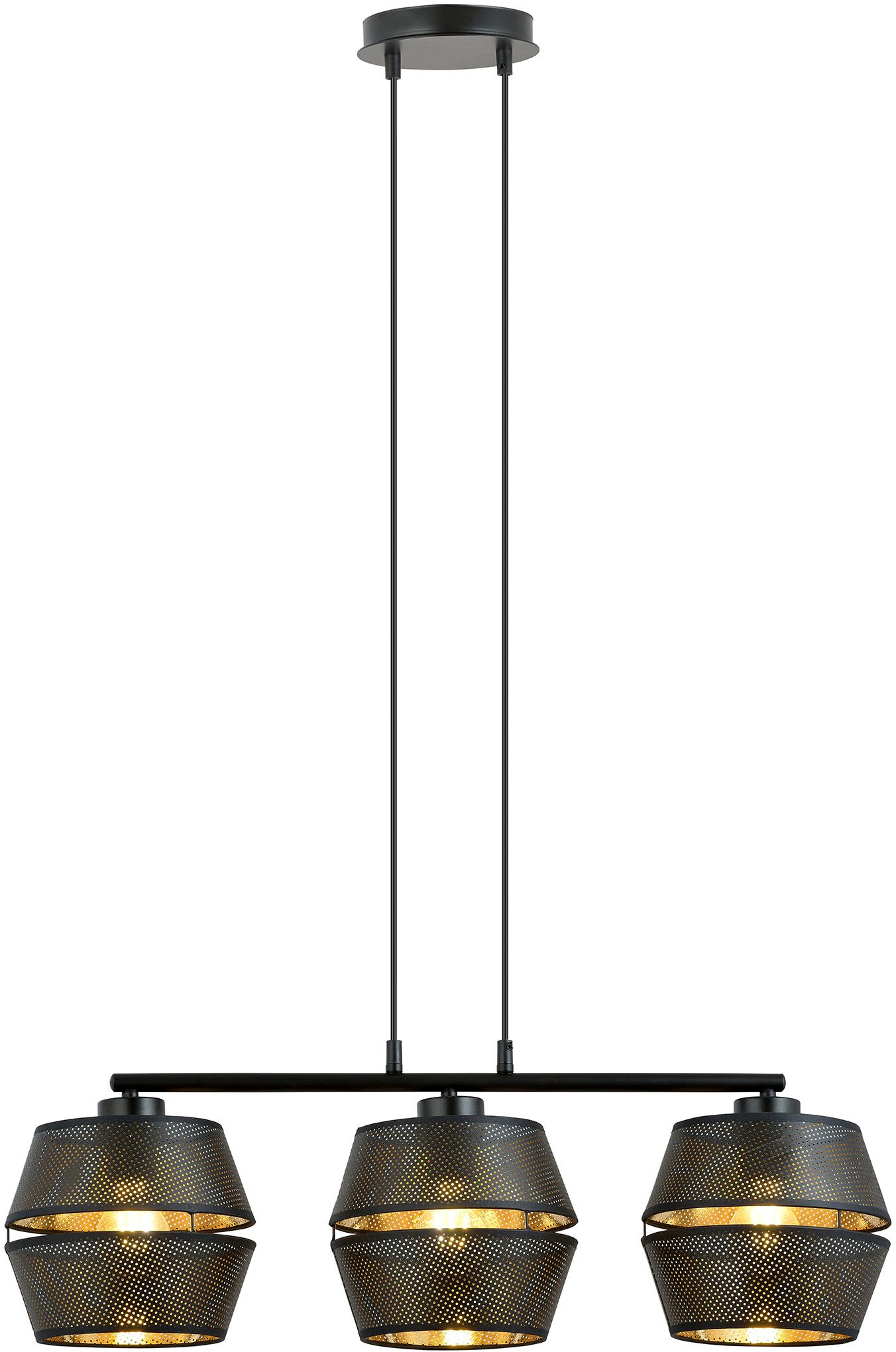 Emibig Malia lampe suspendue 3x15 W noir-doré 1185/3