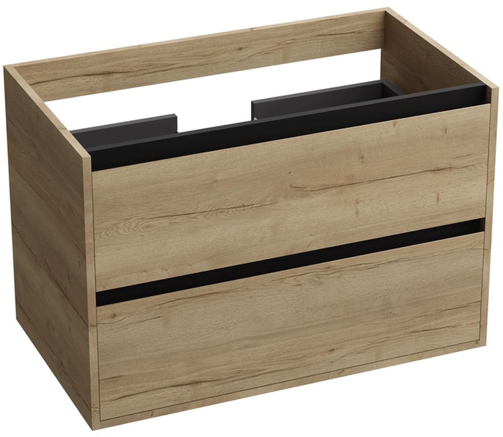 LaVita Minnesota armoire 80.5x46x54.2 cm sous-lavabo suspendu noir-chêne 5900378324393