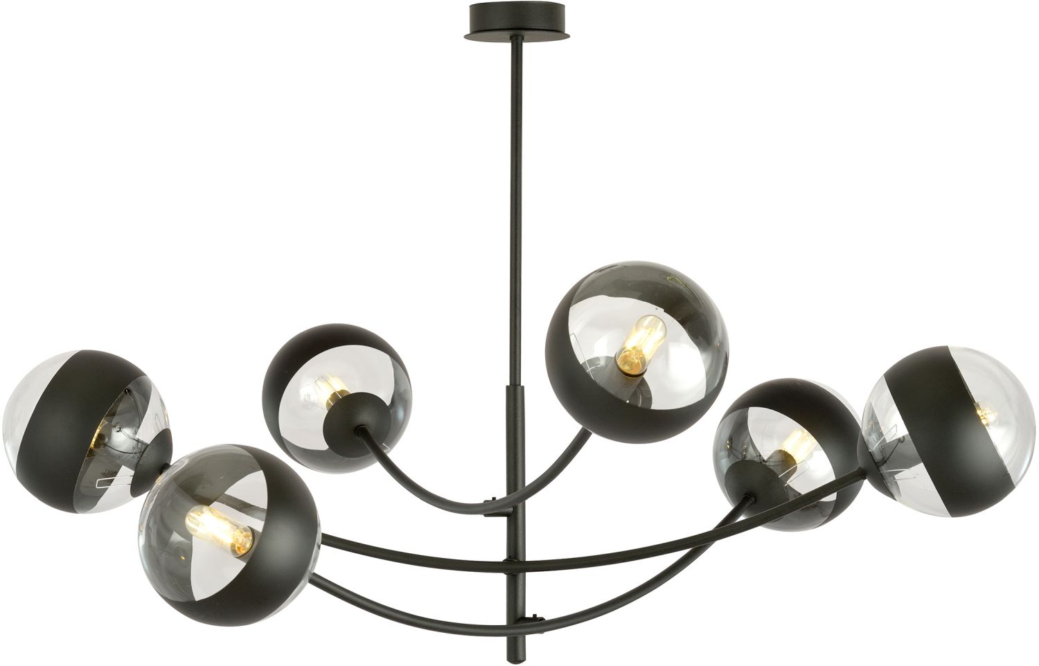 Emibig Hunter Stripe plafonnier 6x10 W noir-transparent 1101/6