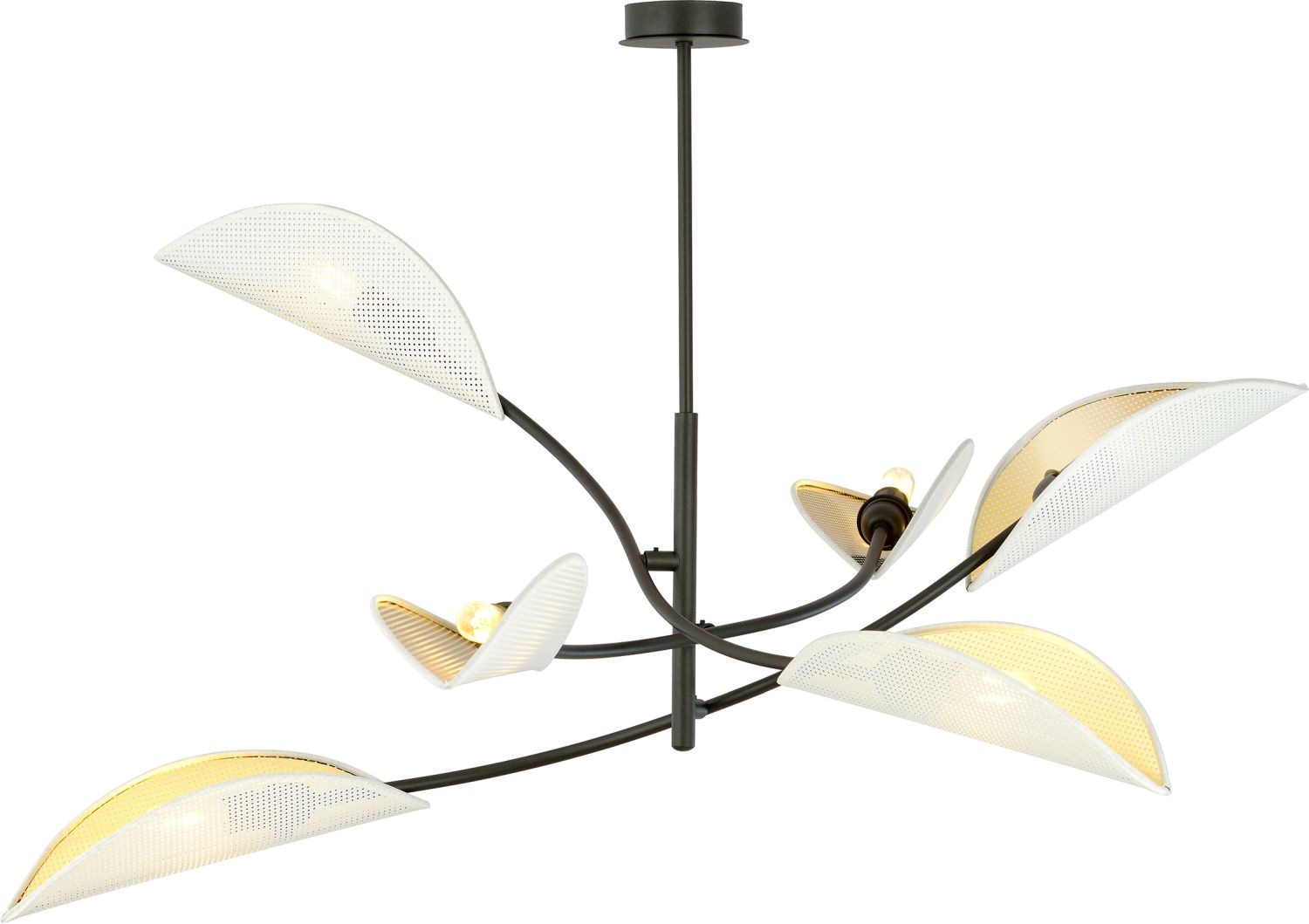 Emibig Lotus plafonnier 6x10 W blanc-noir-doré 1107/6