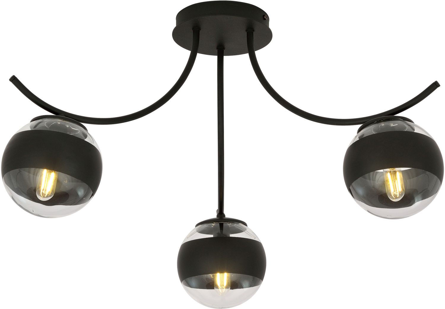 Emibig Boston Stripe plafonnier 3x10 W noir-transparent 1111/3