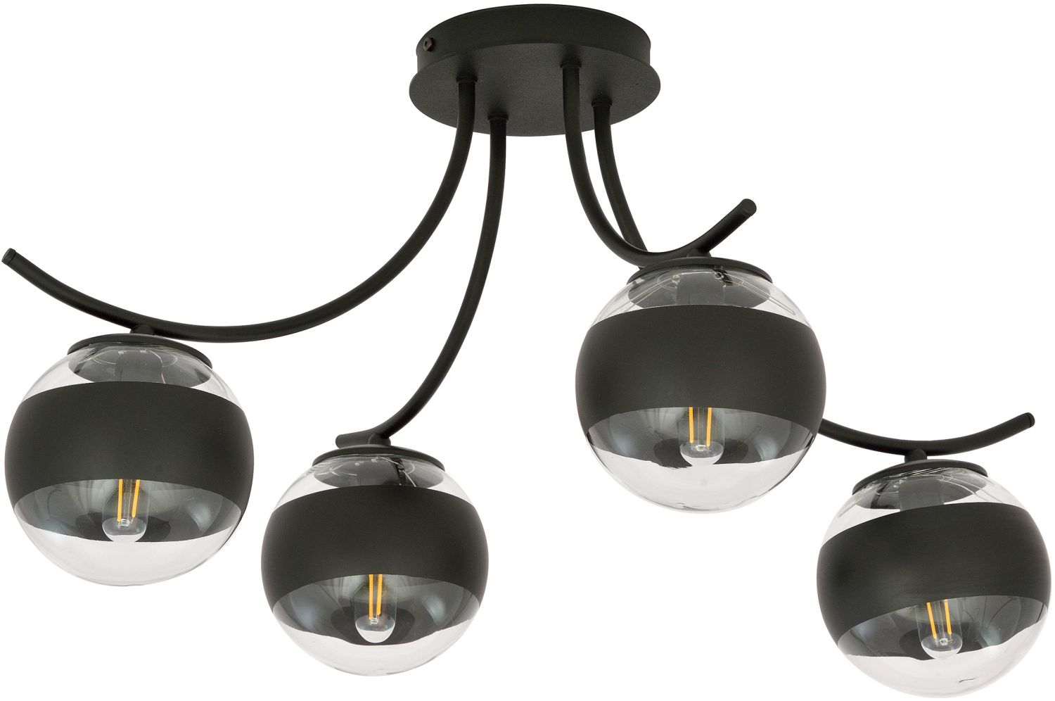 Emibig Boston Stripe plafonnier 4x10 W noir-transparent 1111/4