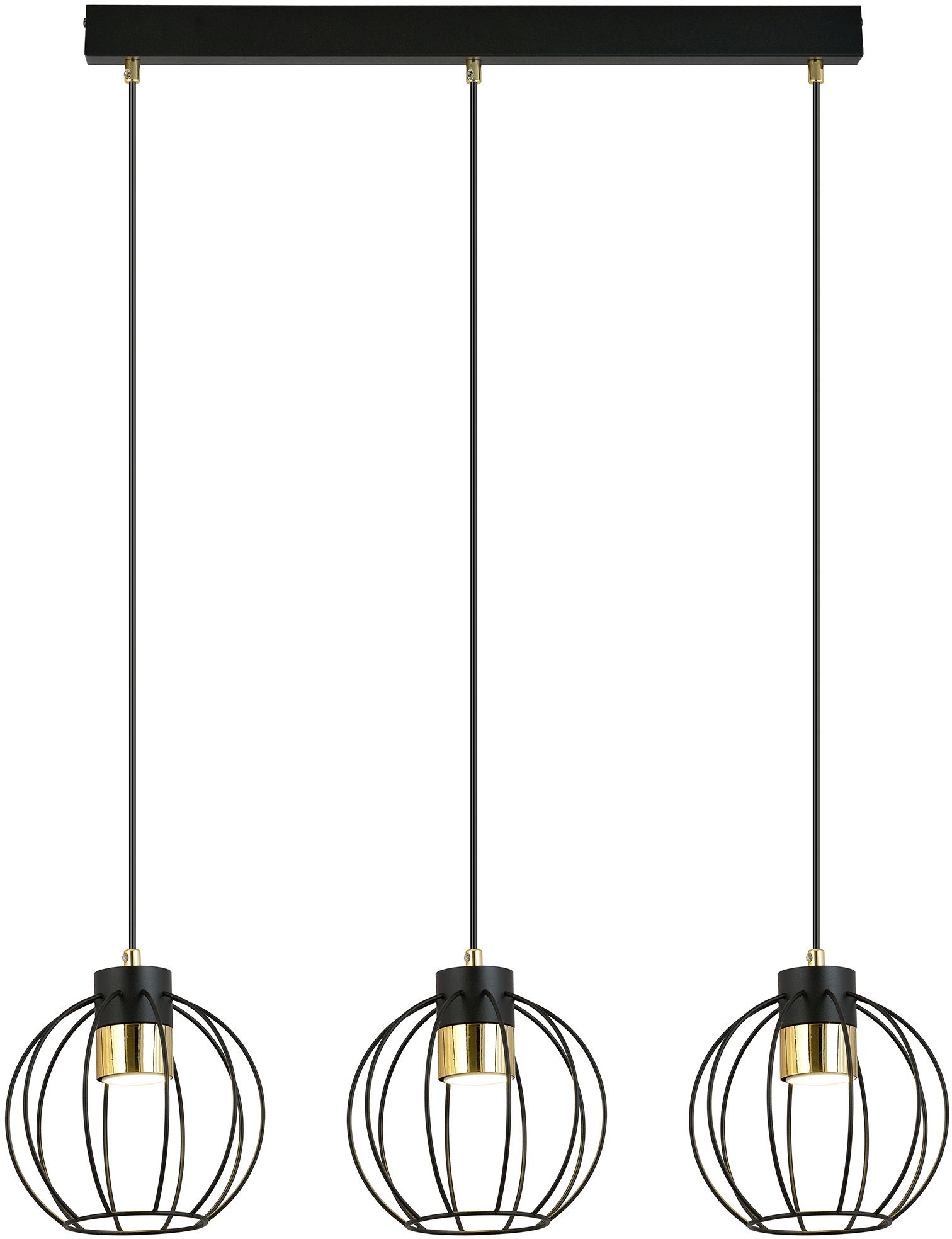 Emibig Ajax lampe suspendue 3x8 W noir-doré 1200/3