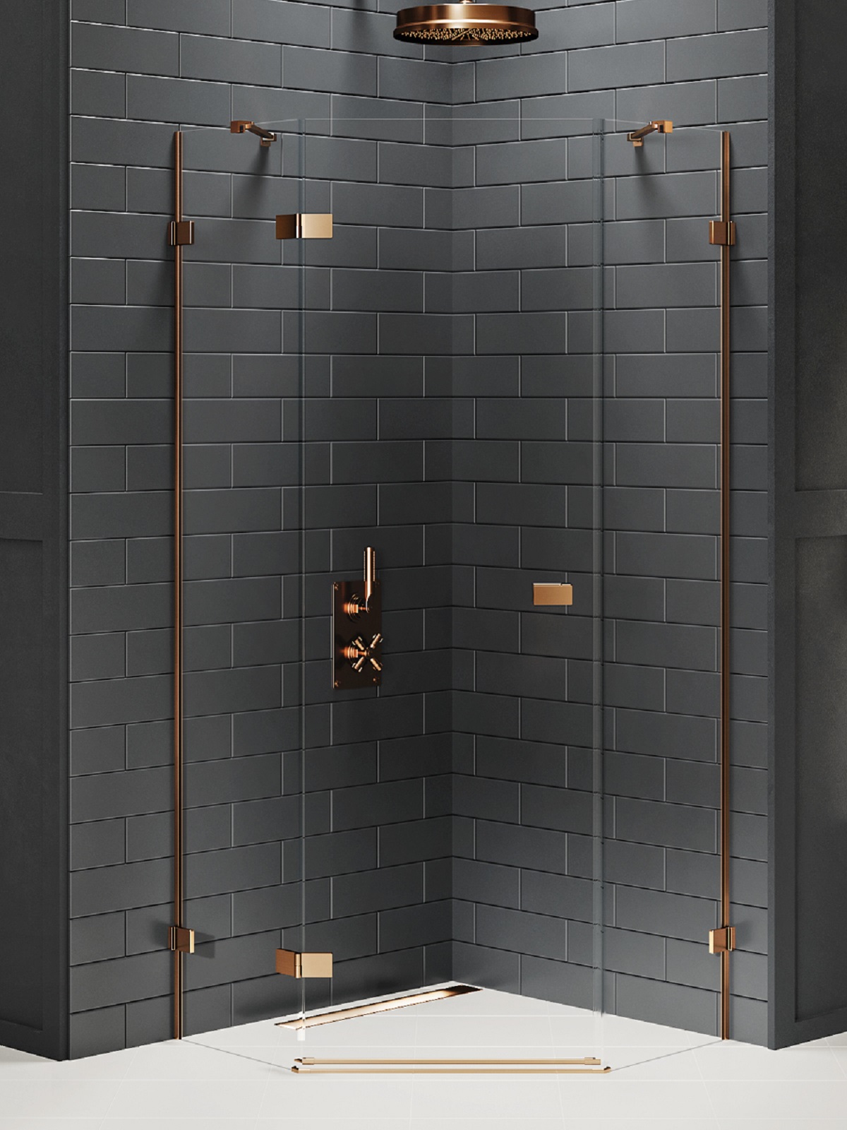 New Trendy Avexa Copper Brushed cabine de douche 90x90 cm cuivre brossé/verre transparent EXK-3820