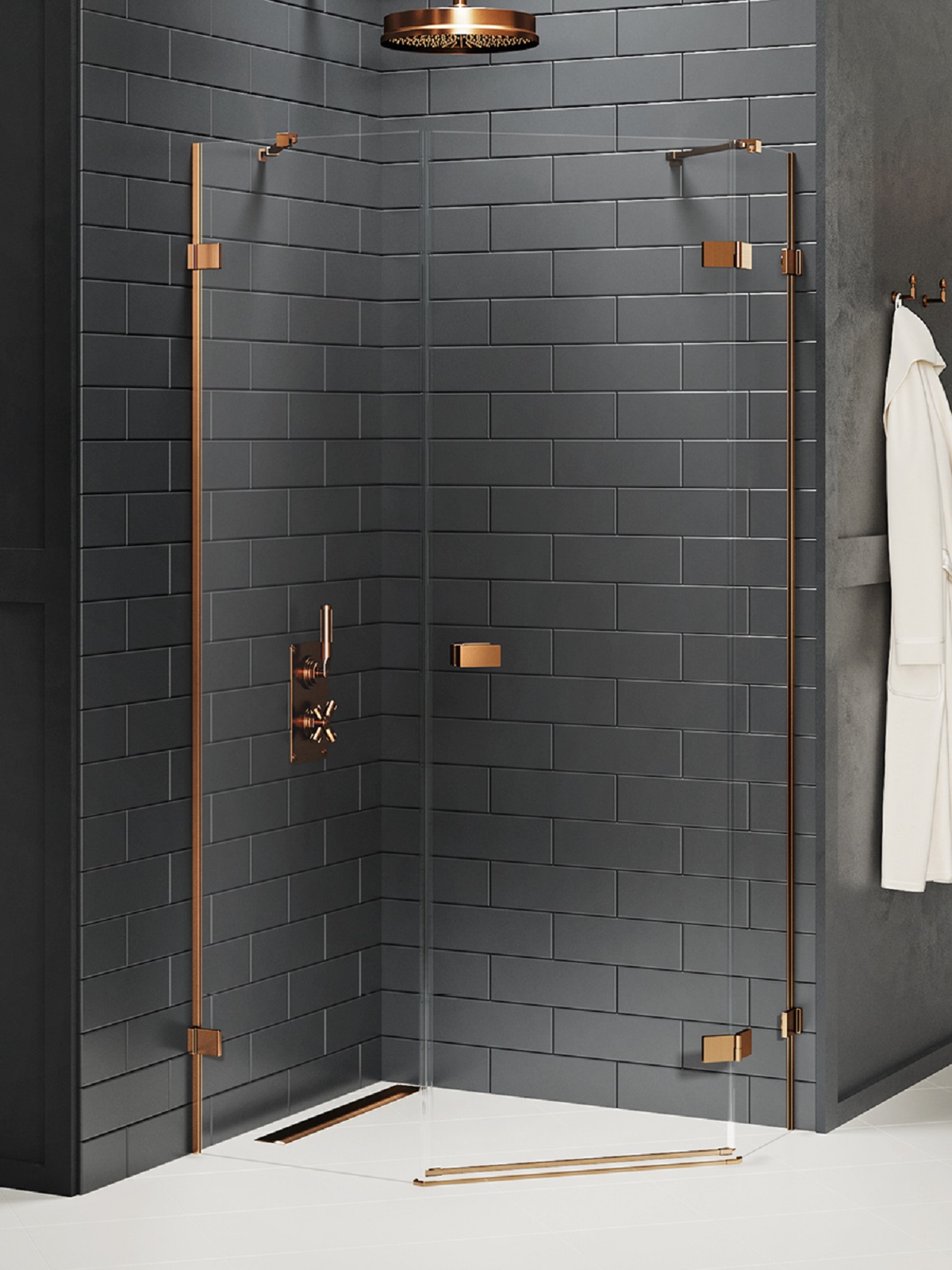 New Trendy Avexa Copper Brushed cabine de douche 100x80 cm cuivre brossé/verre transparent EXK-3825