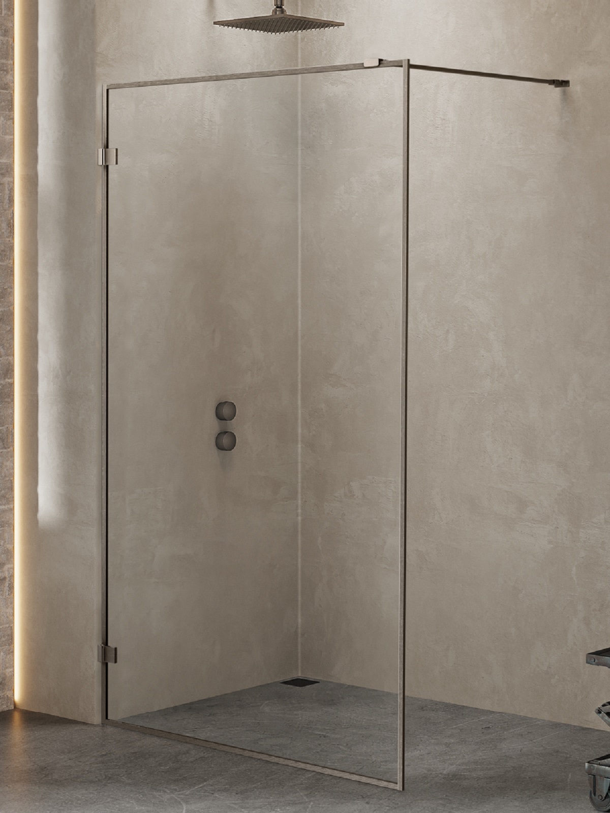 New Trendy Avexa Gunmetal Brushed paroi de douche walk-in 80 cm graphite brossé/verre transparent EXK-3510
