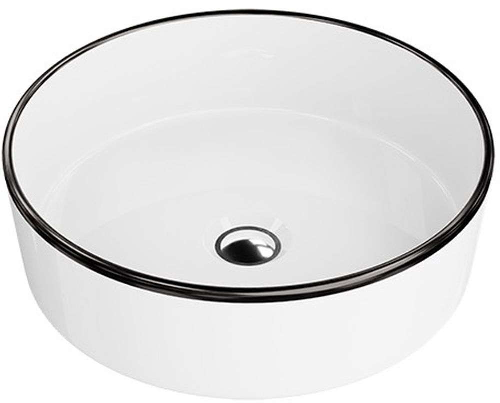 LaVita Merida lavabo 37x37 cm ronde à poser blanc-noir 5900378325734