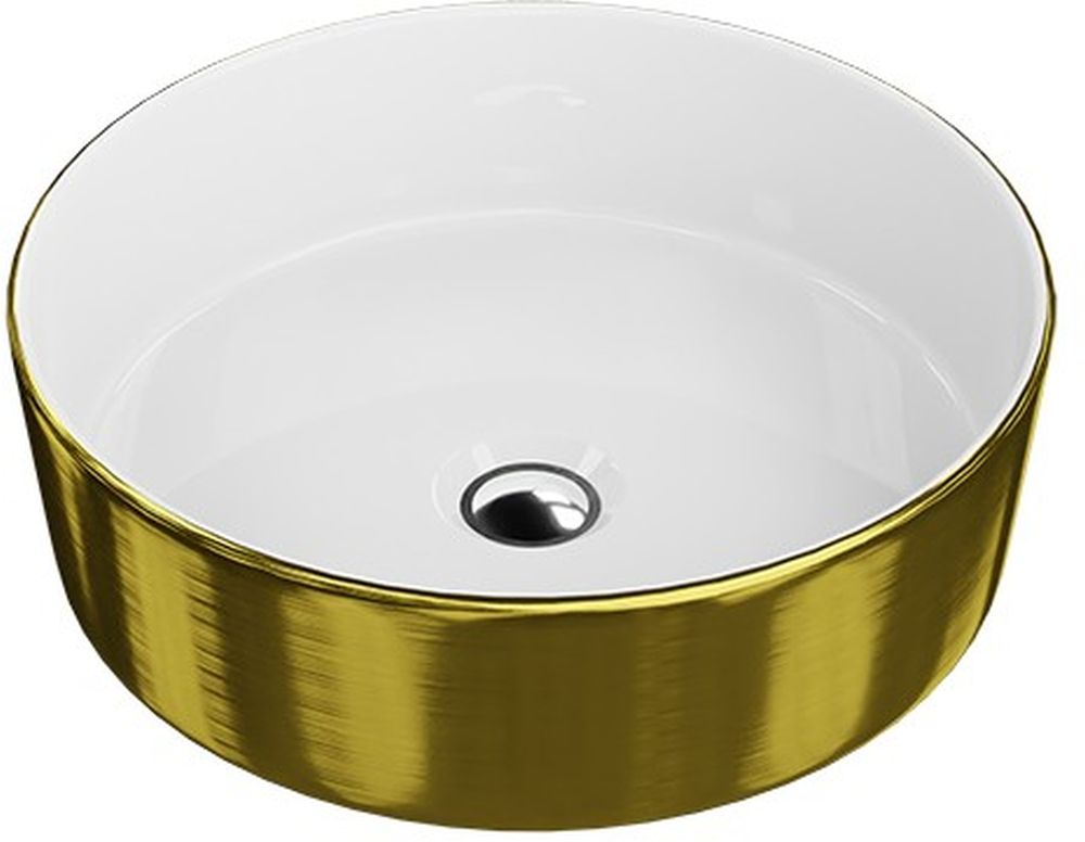 LaVita Merida lavabo 37x37 cm ronde à poser blanc-doré 5900378325765