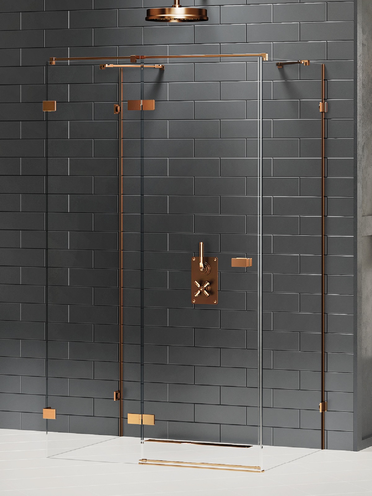 New Trendy Avexa Copper Brushed cabine de douche 110x100 cm rectangulaire cuivre brossé/verre transparent EXK-3711