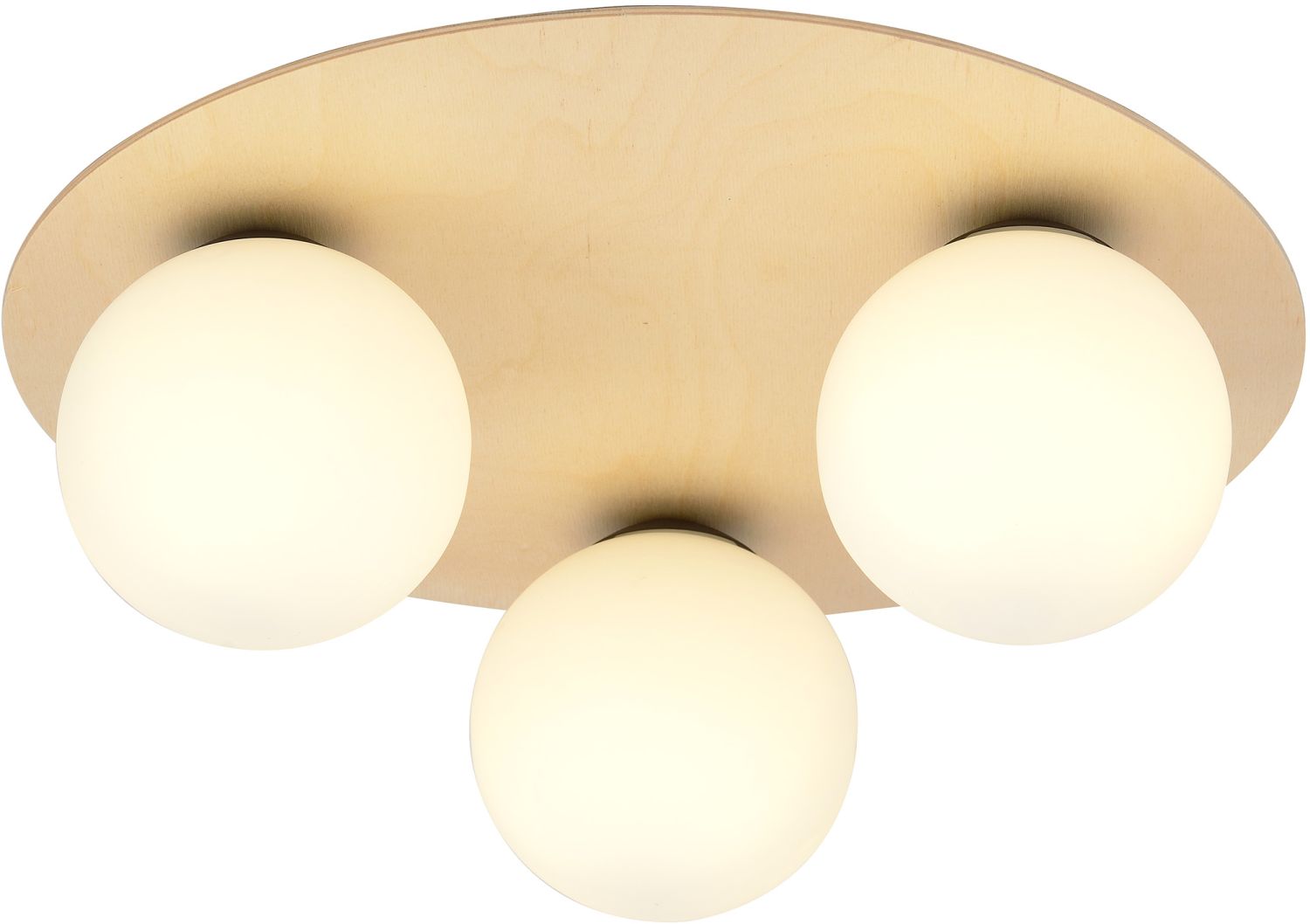 Emibig Kenzo plafonnier 3x10 W bois-opale 1142/3B