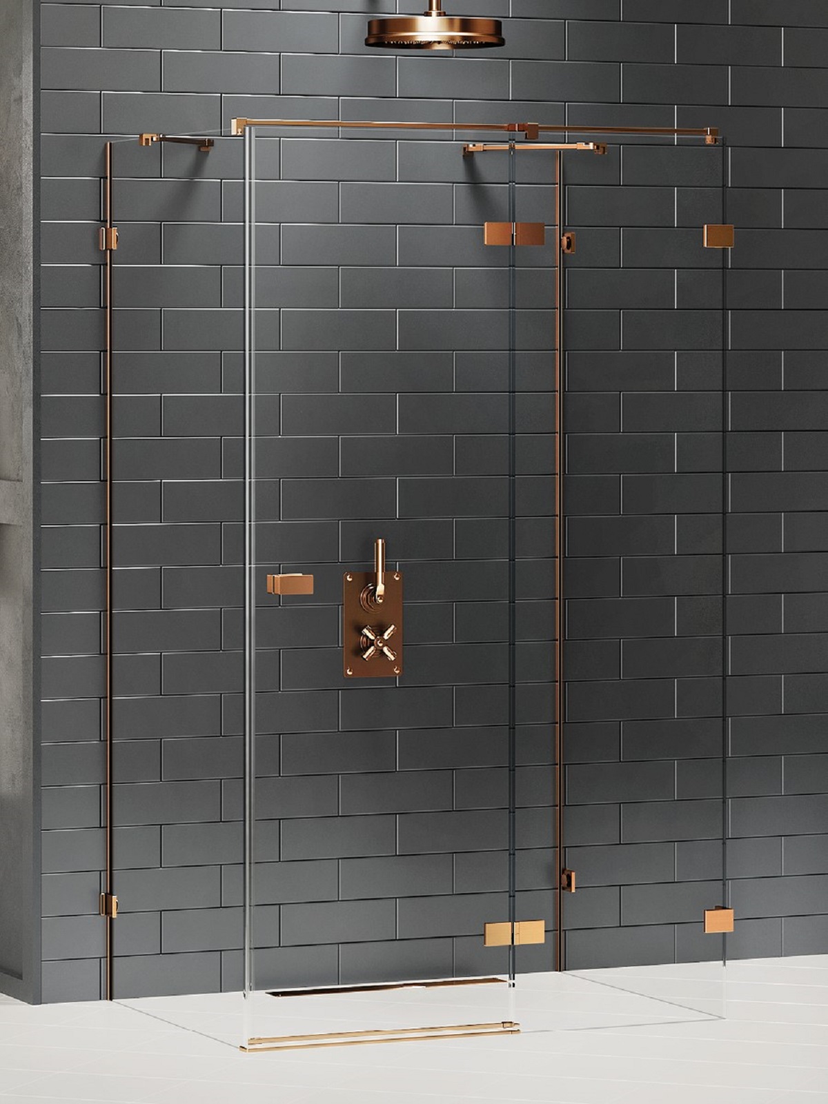 New Trendy Avexa Copper Brushed cabine de douche 90x80 cm rectangulaire cuivre brossé/verre transparent EXK-3727
