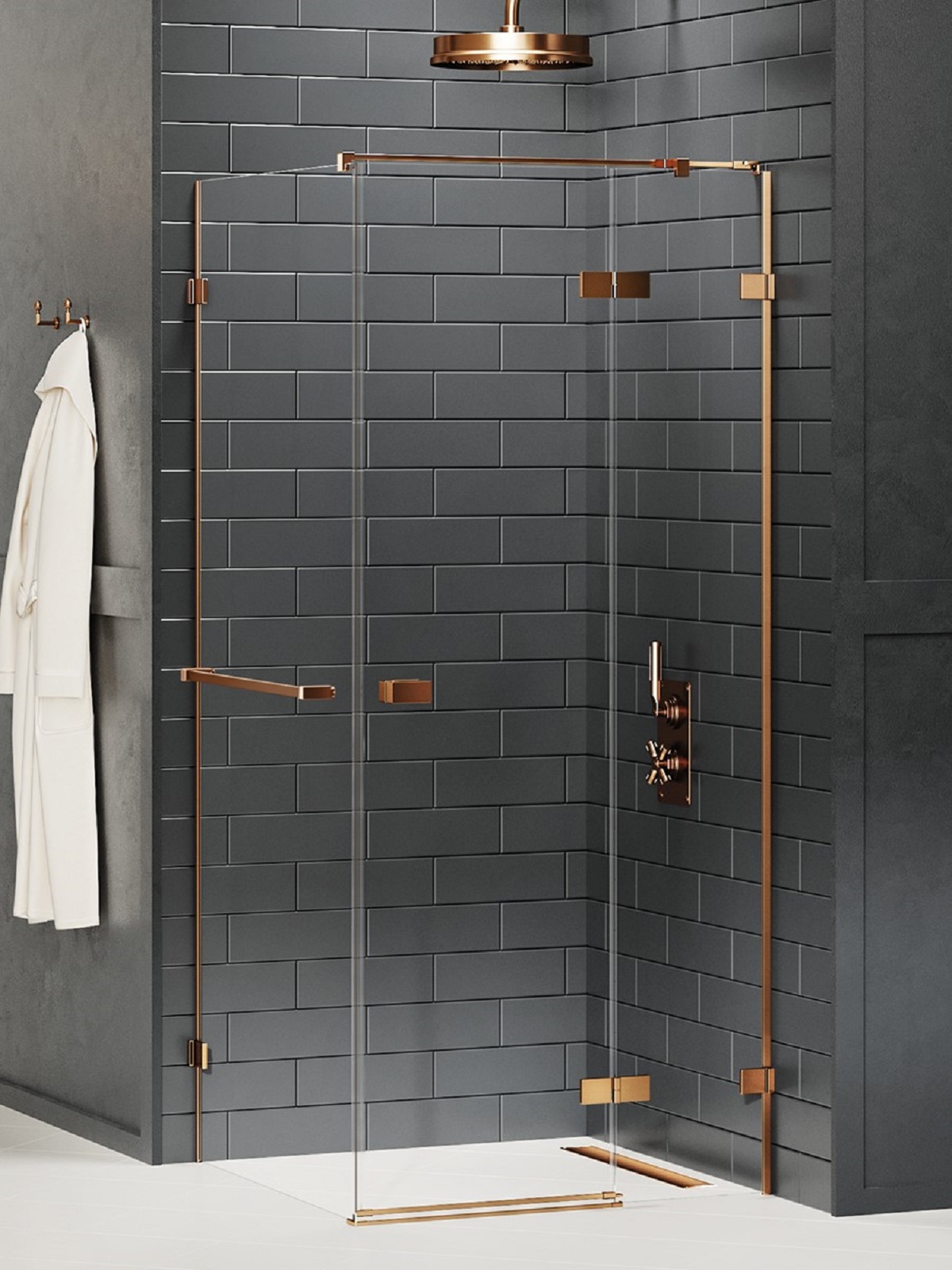 New Trendy Avexa Copper Brushed cabine de douche 80x80 cm carrée cuivre brossé/verre transparent EXK-3636