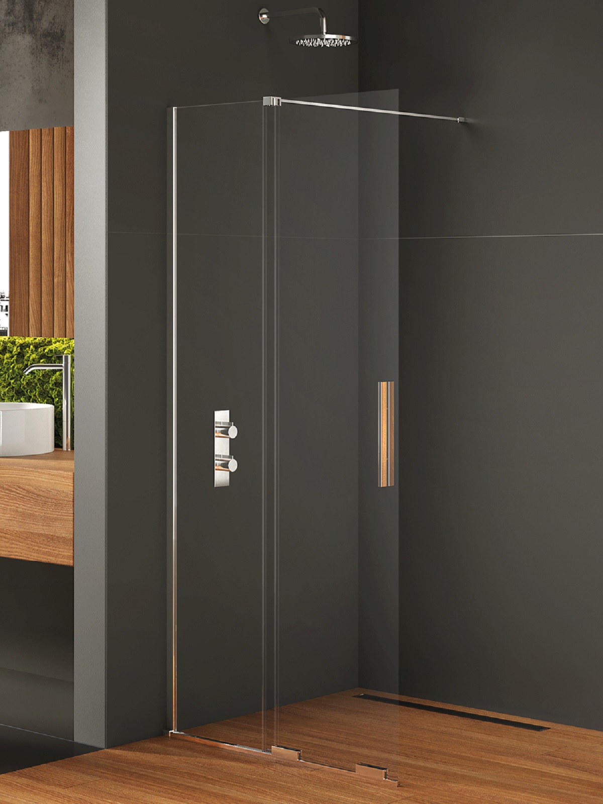 New Trendy Smart paroi de douche walk-in 110 cm chrome brillant/verre transparent EXK-4088