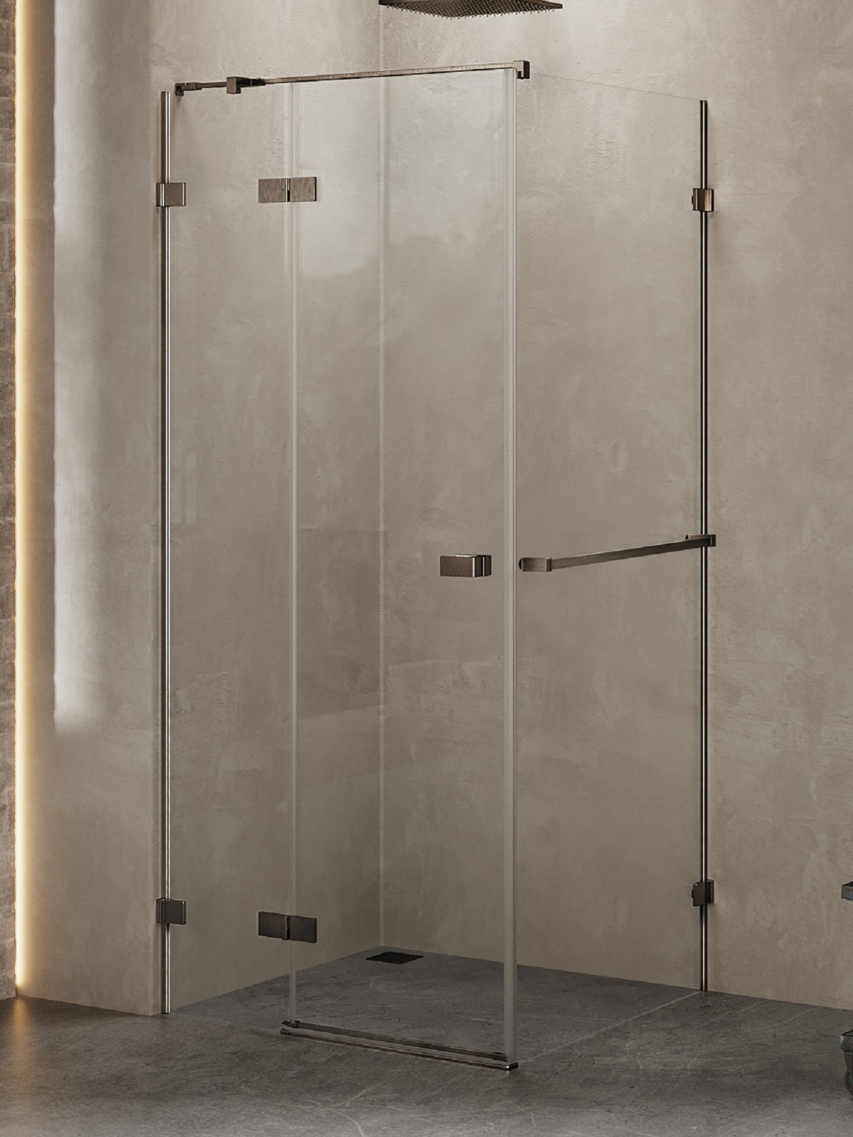New Trendy Avexa Gunmetal Brushed cabine de douche 110x100 cm rectangulaire gris canon brossé/verre transparent EXK-3279