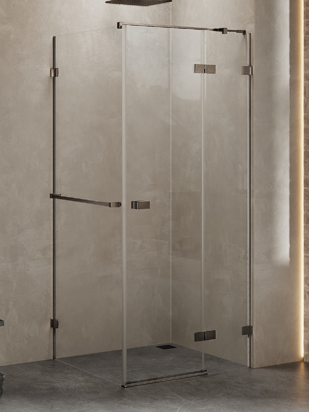 New Trendy Avexa kabina prysznicowa 120x110 cm prostokątna prawa gunmetal szczotkowany/szkło przezroczyste EXK-3316